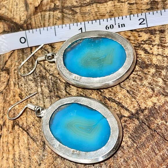 Polished Lace Agate Earrings 2” - Picture 9 of 10